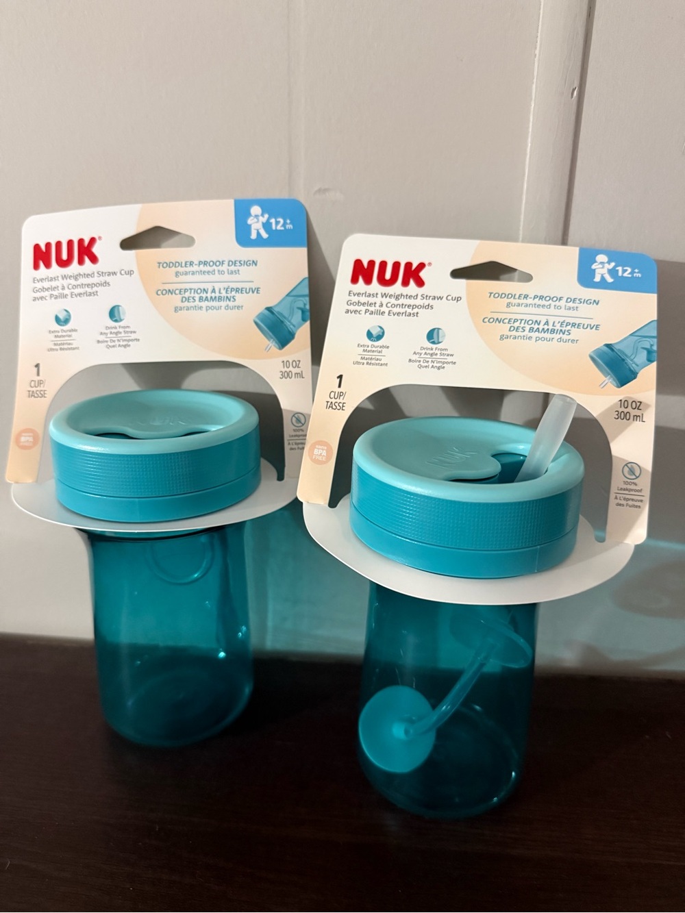 2 pcs of NUK Everlast Weighted Straw Cup - Unisex (300 ml)